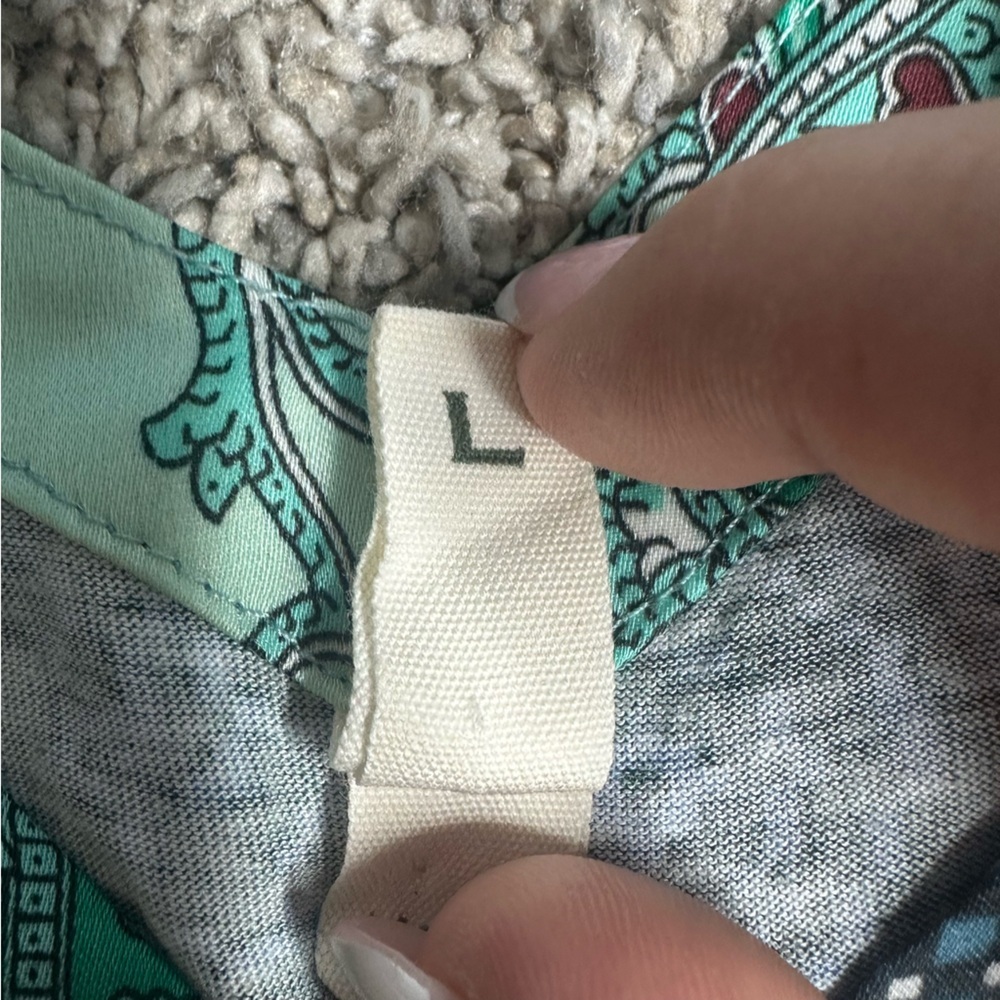 Anthropologie Tiny Kumiko Mix Print Blouse Large teal turquoise embroidered tank - Picture 7 of 12